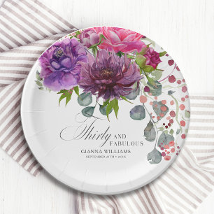 Assiettes En Carton Trente et fabuleux Elégant Floral 30e anniversaire