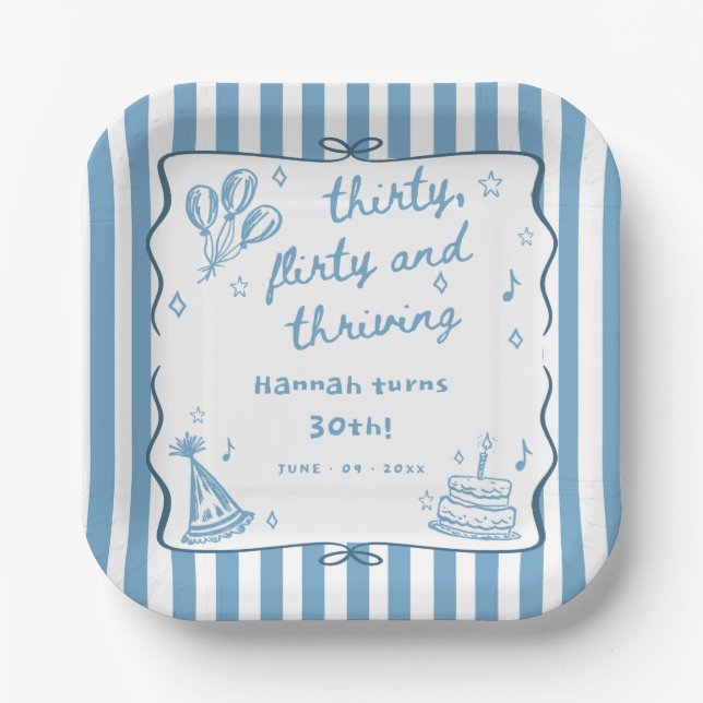 Assiettes En Carton Trente, flirt, et 30e anniversaire prospère (Recto)