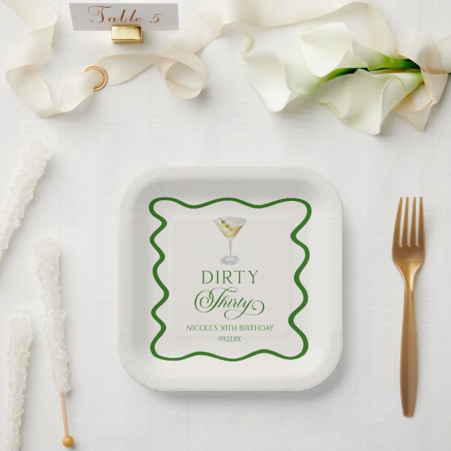 Assiettes En Carton Trente sale Martini fête d'anniversaire (Mariage)
