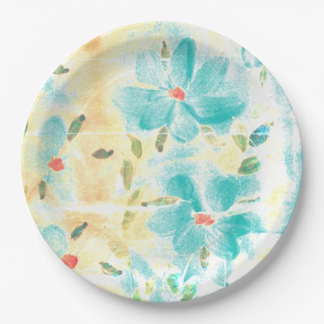 Assiettes En Carton Très Joli Jour de Mariage Turquoise (Devant)