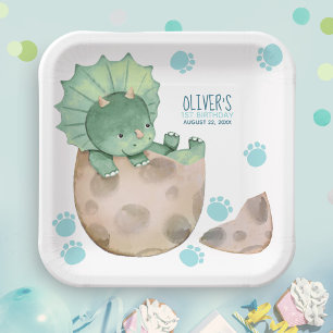 Assiettes En Carton Triceratops Dinosaur Garçon 1er fête d'anniversair