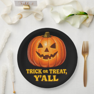 Assiettes En Carton Trick or Treat à vous tous Citrouille Sudiste Rétr