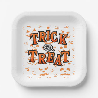 Assiettes En Carton Trick or Treat Halloween Carré