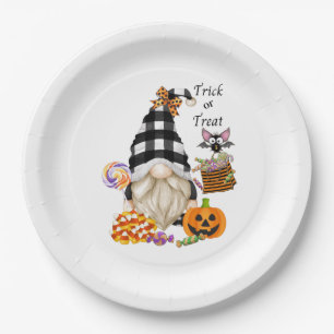 Assiettes En Carton Trick or Treat Halloween Gnome