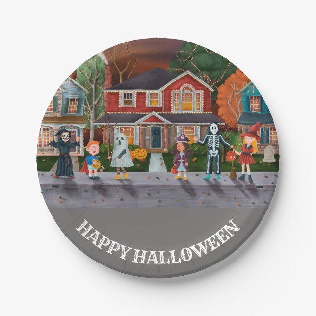 Assiettes En Carton Trick or Treat, Happy Halloween (Devant)