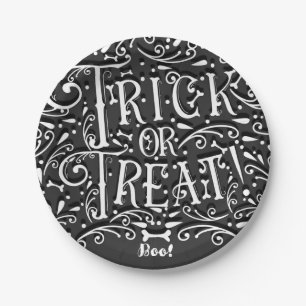 Assiettes En Carton Trick or Treat Vintage Os de Craie Halloween Soiré
