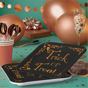Assiettes En Carton Trick ou traitement orange citrouille