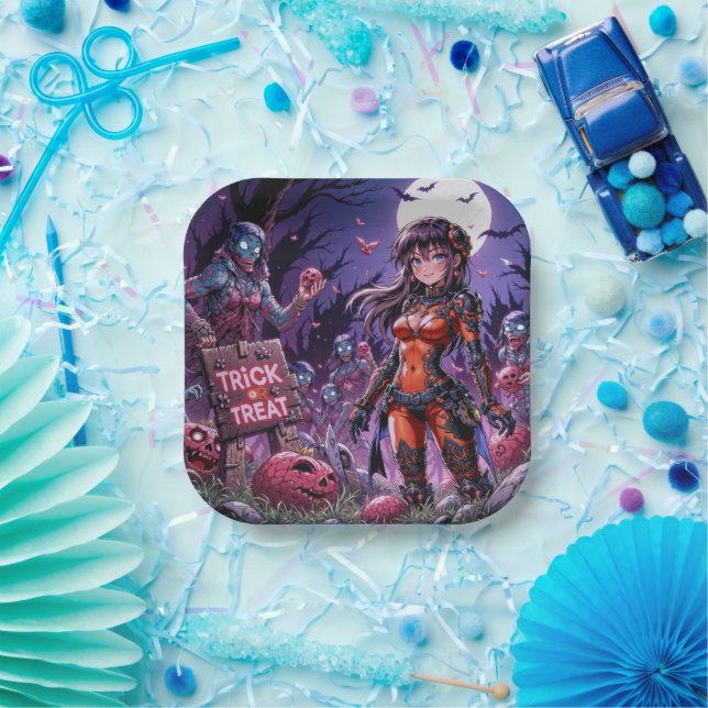 Assiettes En Carton Trick ou traiter Halloween Zombies distribuer le c (Fête)