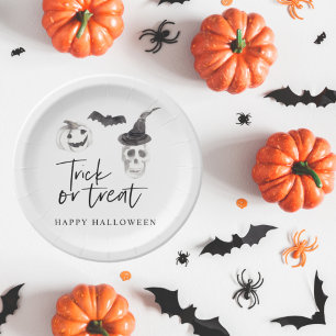 Assiettes En Carton Tricoter ou traiter éffrayant Parti Halloween