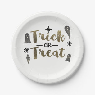 Assiettes En Carton Tricoter ou traiter Ghost Chic Modern Halloween Pa
