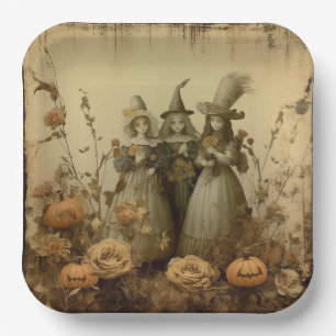 Assiettes En Carton Trio de sorcières gothiques antiques Roses d'autom