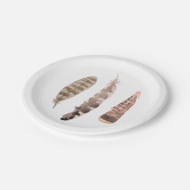 Assiettes En Carton Trio des plumes turques | (Angle)