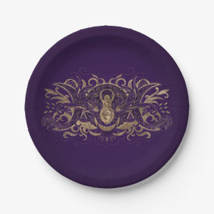 Assiettes En Carton Triple lune - Triple déesse violet et or