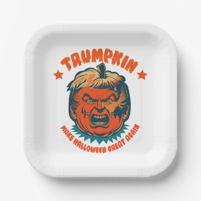 Assiettes En Carton trompette rendre l'halloween super à nouveau drôle (Recto)