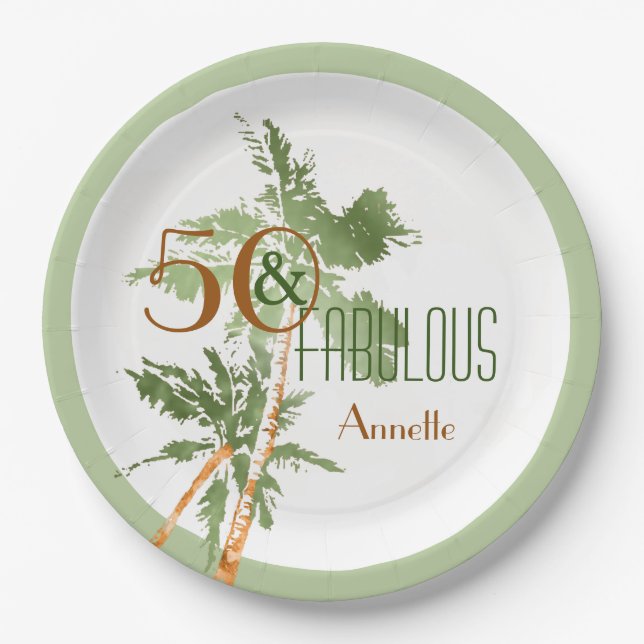 Assiettes En Carton Tropical 50 & Fabuleux Palmiers 50e anniversaire (Devant)