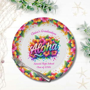 Assiettes En Carton Tropical Aloha Fête de Remise des Diplômes Luau