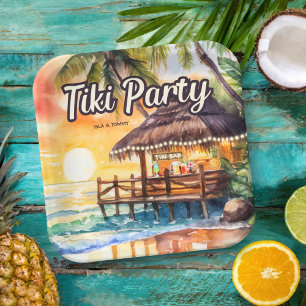 Assiettes En Carton Tropical Beach Tiki Party