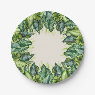 Assiettes En Carton Tropical Jungle Feuilles Botanical Birthday Party