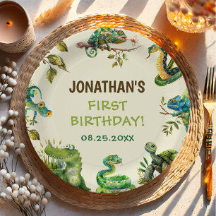 Assiettes En Carton Tropical Jungle Reptile Anniversaire de enfant Par