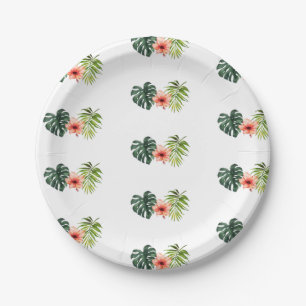 Assiettes En Carton Tropical Monstera Palmier Baby Shower 