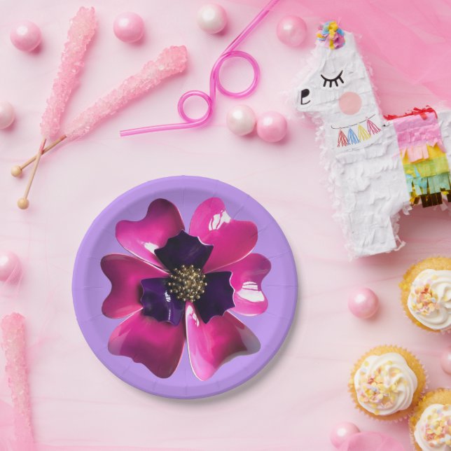 Assiettes En Carton Tropical violet orchidée MOD Mariage d'été (Fête)