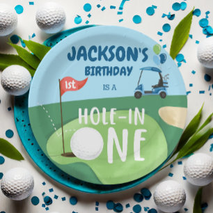 Assiettes En Carton Trou Dans Un Garçon De Golf Premier Anniversaire P