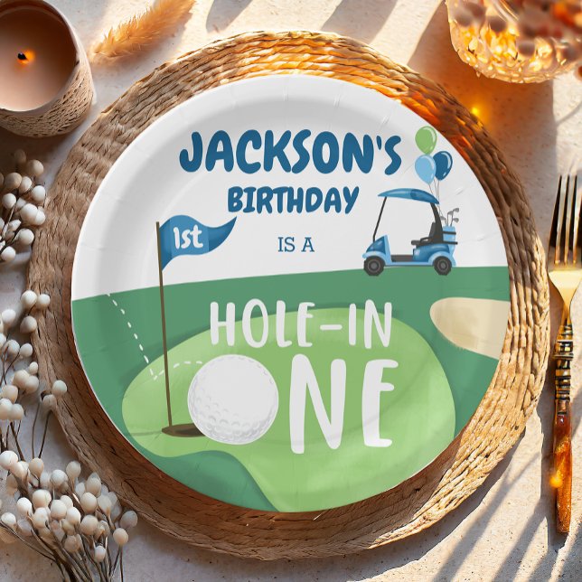 Assiettes En Carton Trou Dans Un Garçon De Golf Premier Anniversaire P (Créateur téléchargé)