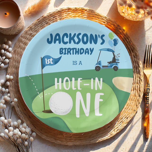 Assiettes En Carton Trou Dans Un Garçon De Golf Premier Anniversaire P (Créateur téléchargé)