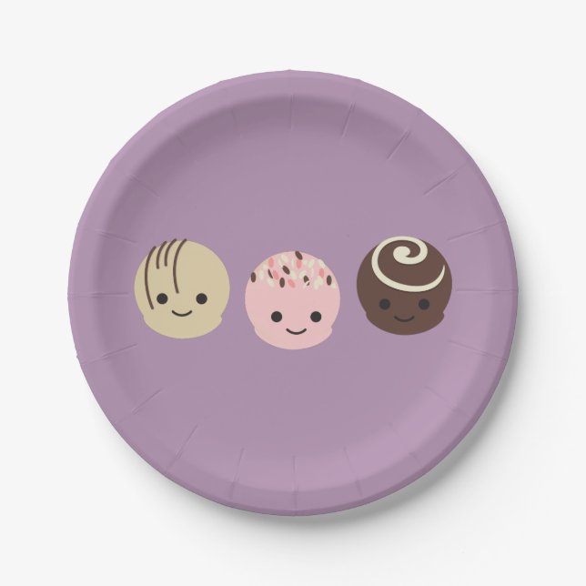 Assiettes En Carton Truffes au chocolat mignonnes (Devant)