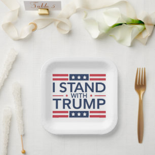 Assiettes En Carton Trump 2024 Je me tiens avec Trump soutien au prési