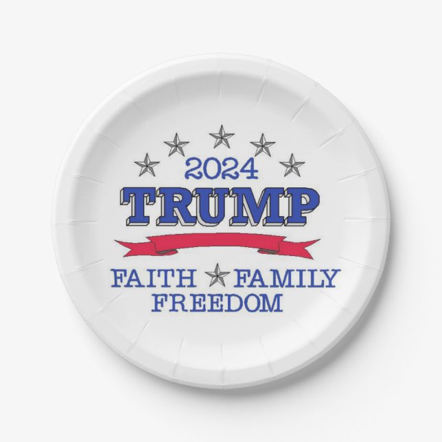Assiettes En Carton Trump 2024 Plaques papier de liberté familiale de  (Devant)