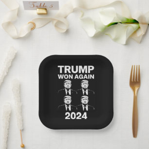 Assiettes En Carton Trump a encore gagné Élection 2024 Jour d'investit