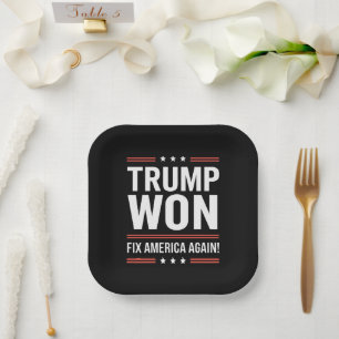 Assiettes En Carton Trump a gagné MAGA Trump vainqueur 2024 Réparer l'