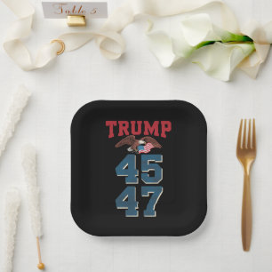 Assiettes En Carton Trump patriotique a gagné 45 et 47 Victoire Gagnan