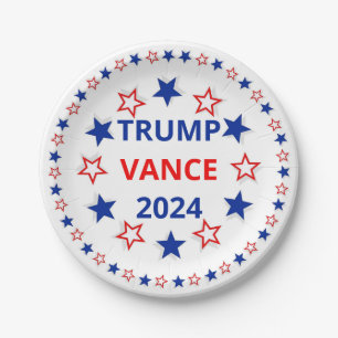 Assiettes En Carton Trump, Vance 2024 Plaque en papier