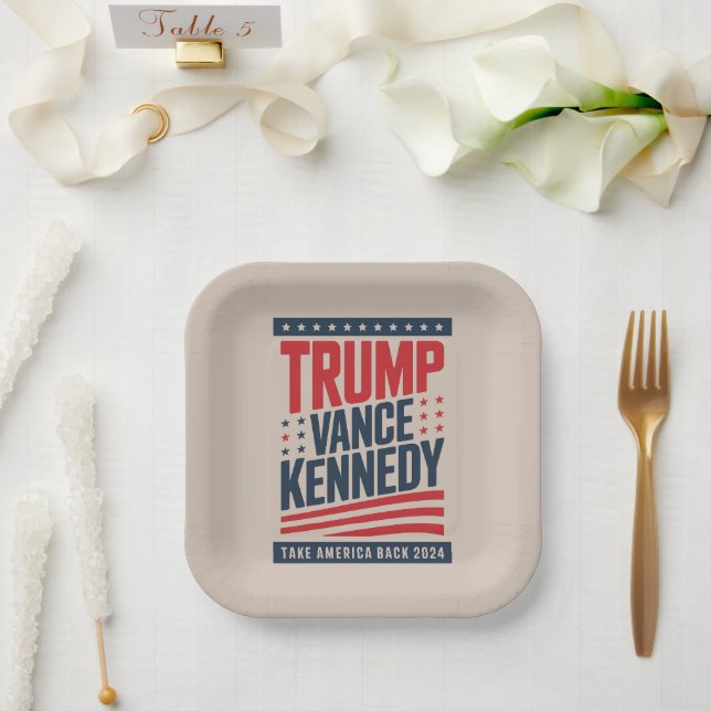 Assiettes En Carton Trump Vance Kennedy Reprendre l'Amérique 2024 (Mariage)