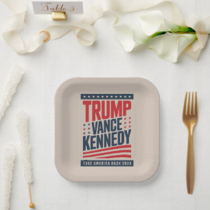 Assiettes En Carton Trump Vance Kennedy reprenons l'Amérique 2024