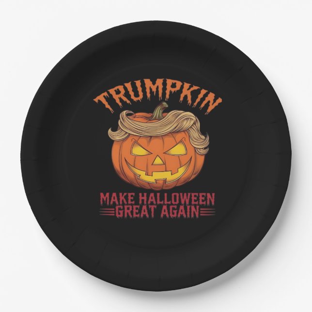 Assiettes En Carton Trumpkin Rendre sa grandeur à Halloween - Sarcasti (Devant)