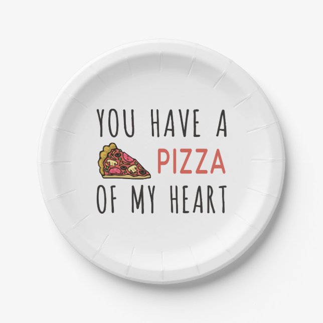 Assiettes En Carton Tu as une pizza de mon coeur (Devant)