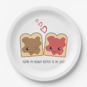 Assiettes En Carton Tu es mon beurre d'arachide à ma Jelly Kawaii Cute