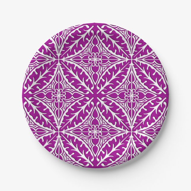 Assiettes En Carton Tuiles marocaines - pourpre et blanc d'améthyste (Devant)