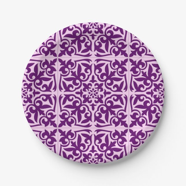 Assiettes En Carton Tuiles marocaines - violet et orchidée (Devant)