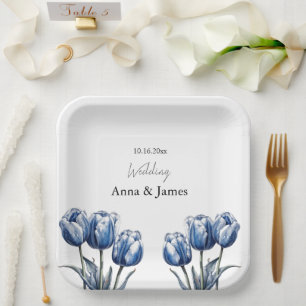 Assiettes En Carton Tulipe Bleue de Delft, personnalisé