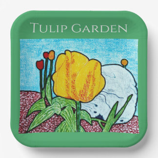 Assiettes En Carton Tulipe dans le jardin