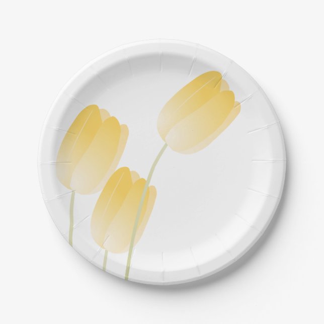 Assiettes En Carton Tulipes Jaunes Printemps Floral (Devant)