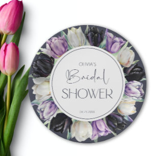 Assiettes En Carton Tulipes noir et blanc printemps Douche nuptiale