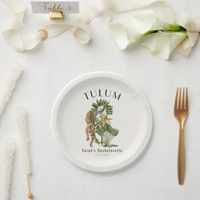 Assiettes En Carton Tulum Leopard Tropical Bachelorette Week-end (Mariage)