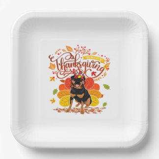 Assiettes En Carton Turquie Thanksgiving Fall Funny Rottweiler Chien O