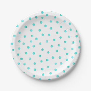 Assiettes En Carton Turquoise bleu blanc Confetti Motif