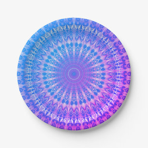 Assiettes En Carton Turquoise bleu violet Mandala